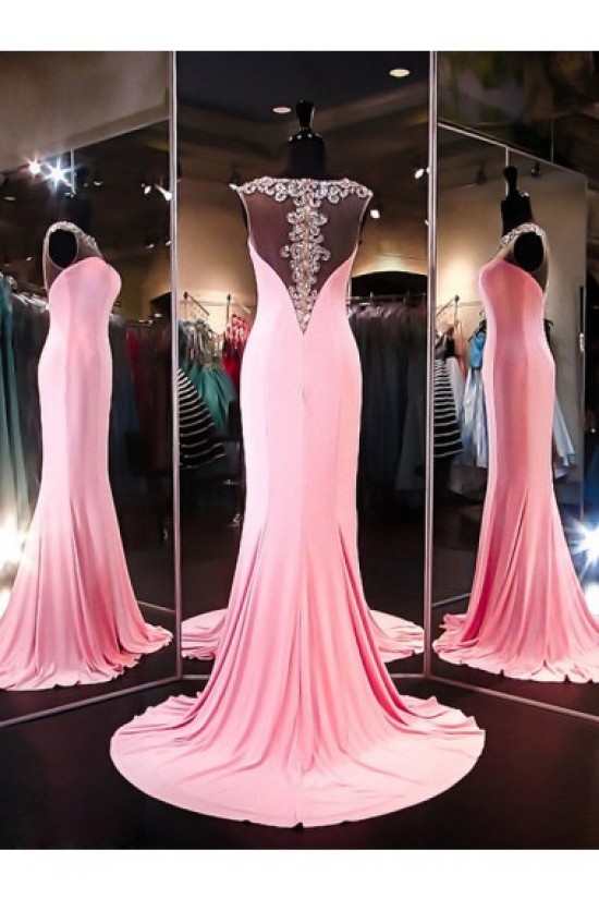 Beaded Long Pink See Through Prom Evening Formal Dresses 3020094 Beaded Long Pink See Through Prom Evening Formal Dresses 3020094