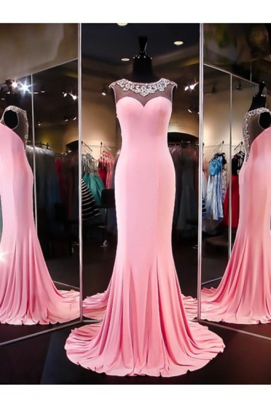 Beaded Long Pink See Through Prom Evening Formal Dresses 3020094 Beaded Long Pink See Through Prom Evening Formal Dresses 3020094