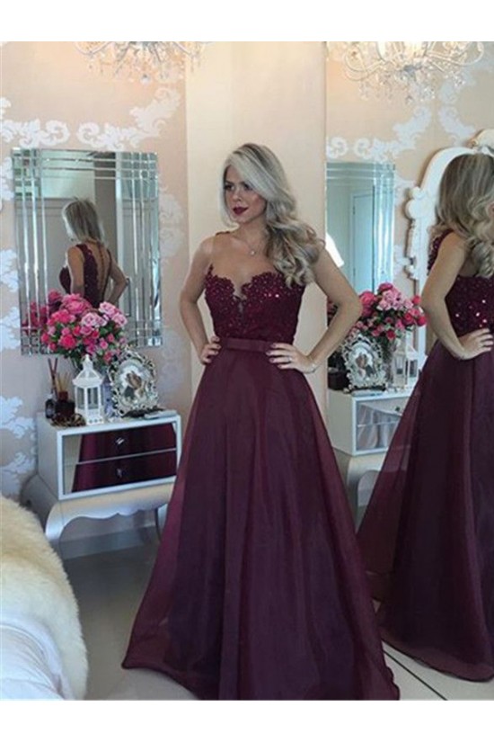 A-Line Beaded Lace See Through Prom Evening Formal Dresses 3020096 A-Line Beaded Lace See Through Prom Evening Formal Dresses 3020096