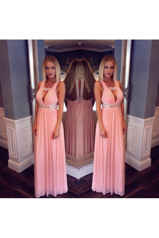 Long Pink Beaded Chiffon Prom Formal Evening Party Dresses 3021014 Long Pink Beaded Chiffon Prom Formal Evening Party Dresses 3021014