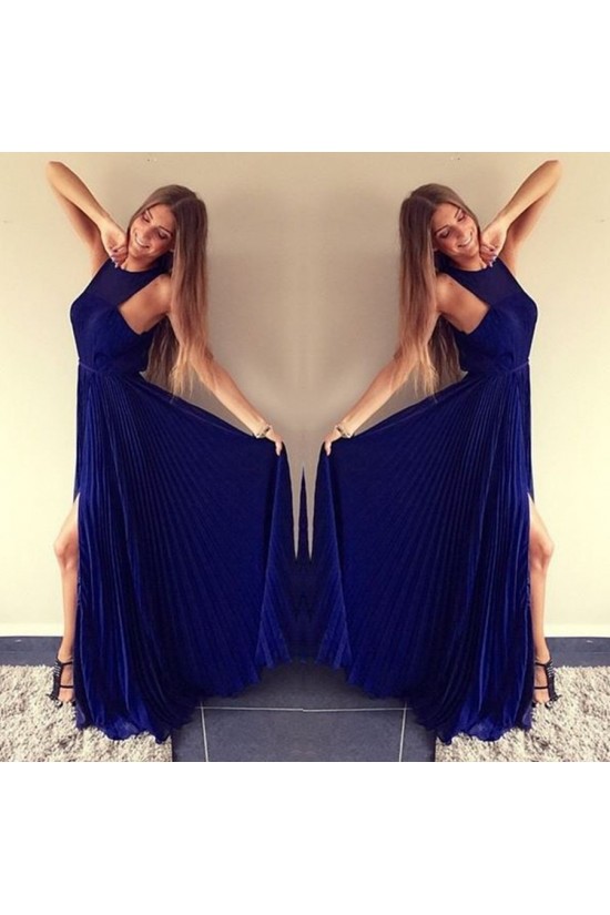 Long Blue Chiffon Prom Formal Evening Party Dresses 3021023
