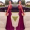 Trumpet/Mermaid Long Sleeves Red Lace Prom Evening Formal Dresses 3020104