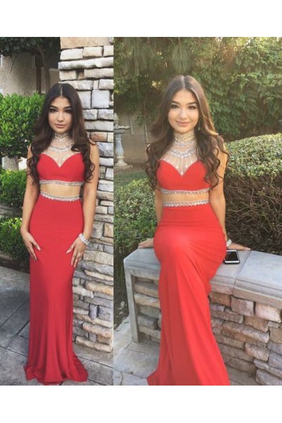 Beaded Long Red Two Pieces Prom Formal Evening Party Dresses 3021040 Beaded Long Red Two Pieces Prom Formal Evening Party Dresses 3021040