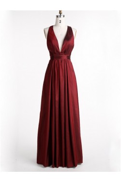 Long V-Neck Burgundy Prom Formal Evening Party Dresses 3021067