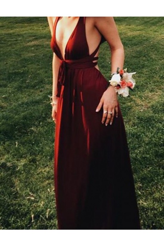 Long V-Neck Burgundy Prom Formal Evening Party Dresses 3021067 Long V-Neck Burgundy Prom Formal Evening Party Dresses 3021067