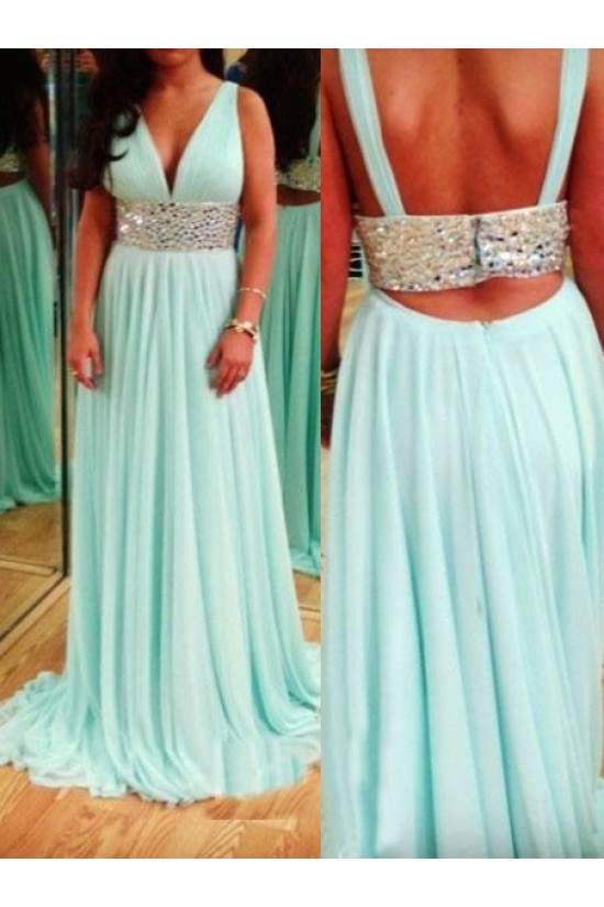 Beaded V-Neck Chiffon Long Prom Formal Evening Party Dresses 3021070 Beaded V-Neck Chiffon Long Prom Formal Evening Party Dresses 3021070