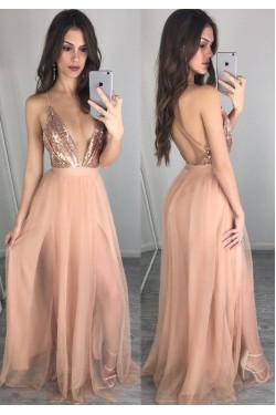 Long Red Spaghetti Straps Prom Formal Evening Party Dresses 3021077