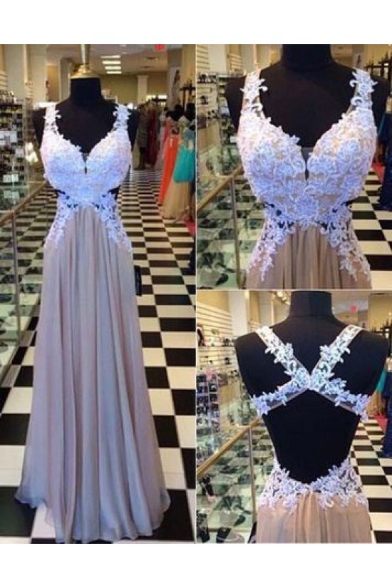 Long Chiffon Lace Appliques Prom Formal Evening Party Dresses 3021087 Long Chiffon Lace Appliques Prom Formal Evening Party Dresses 3021087