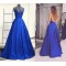 Long Blue Spaghetti Straps V-Neck Prom Formal Evening Party Dresses 3021102