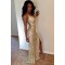 Sexy Gold Sequins V-Neck Long Prom Formal Evening Party Dresses 3021127