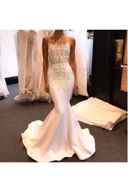 Mermaid Lace Long White Prom Formal Evening Party Dresses 3021129