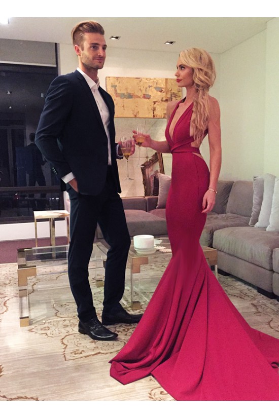 Sexy Red Mermaid Long Prom Formal Evening Party Dresses with Criss Cross Back 3021137 Sexy Red Mermaid Long Prom Formal Evening Party Dresses with Criss Cross Back 3021137