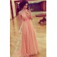 A-Line Cap Sleeves Beaded Long Chiffon Prom Formal Evening Party Dresses 3021142