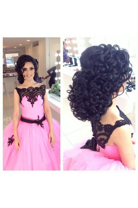 Pink Black Lace Ball Gown Prom Formal Evening Party Dresses 3021146 Pink Black Lace Ball Gown Prom Formal Evening Party Dresses 3021146