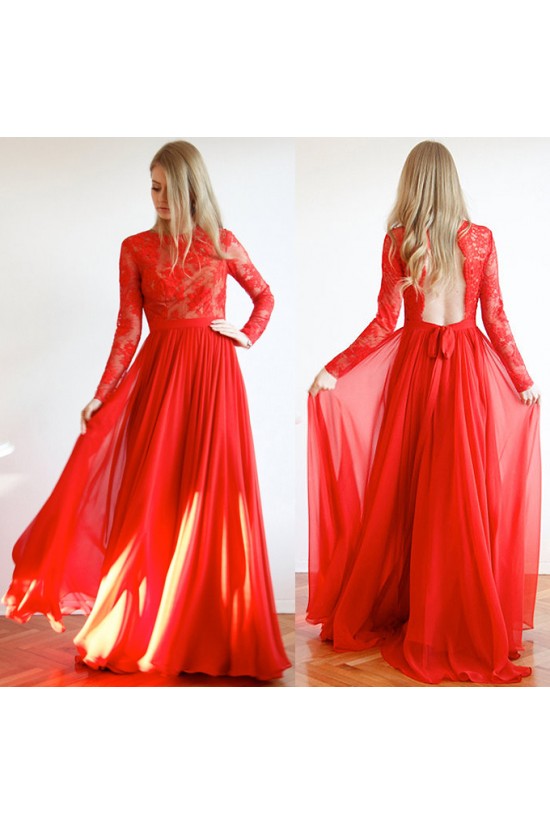 Long Red Lace and Chiffon Prom Formal Evening Party Dresses 3021148 Long Red Lace and Chiffon Prom Formal Evening Party Dresses 3021148