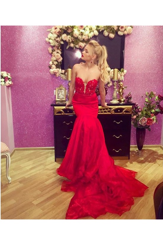 Mermaid Long Red Lace Prom Formal Evening Party Dresses 3021150 Mermaid Long Red Lace Prom Formal Evening Party Dresses 3021150