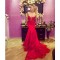 Mermaid Long Red Lace Prom Formal Evening Party Dresses 3021150