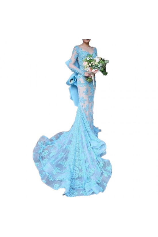 Mermaid Long Blue Lace Prom Formal Evening Party Dresses 3021156 Mermaid Long Blue Lace Prom Formal Evening Party Dresses 3021156