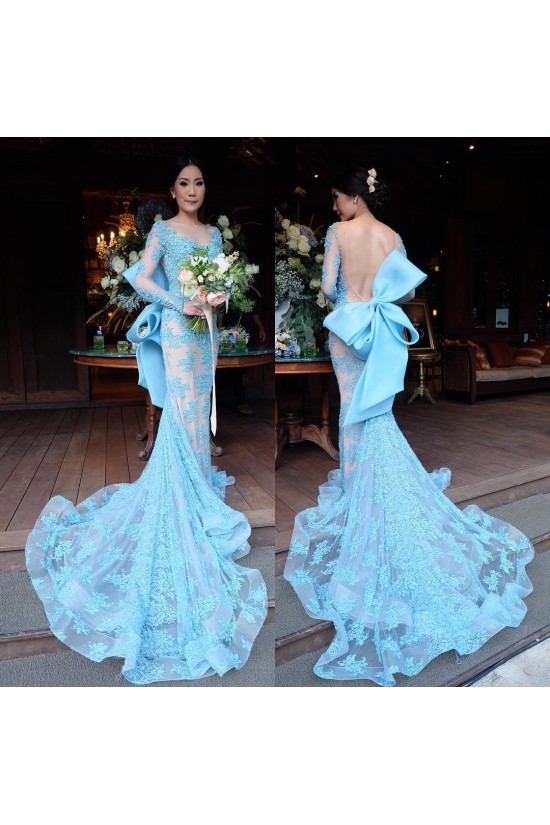 Mermaid Long Blue Lace Prom Formal Evening Party Dresses 3021156 Mermaid Long Blue Lace Prom Formal Evening Party Dresses 3021156
