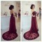 Long Burgundy Lace Prom Formal Evening Party Dresses 3021165