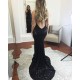 Long Navy Blue Sequins Prom Formal Evening Party Dresses 3021166