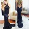 Long Navy Blue Sequins Prom Formal Evening Party Dresses 3021166