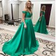 Beaded Long Green Off-the-Shoulder Prom Formal Evening Party Dresses 3021199 Beaded Long Green Off-the-Shoulder Prom Formal Evening Party Dresses 3021199
