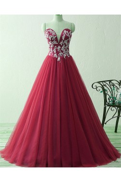 A-Line Long Blue Lace Appliques Prom Formal Evening Party Dresses 3021201