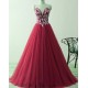 A-Line Long Blue Lace Appliques Prom Formal Evening Party Dresses 3021201