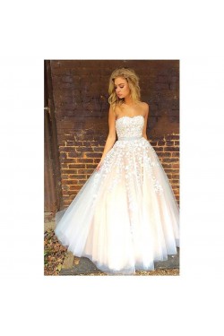 Beaded Lace Strapless Long Prom Formal Evening Party Dresses 3021215