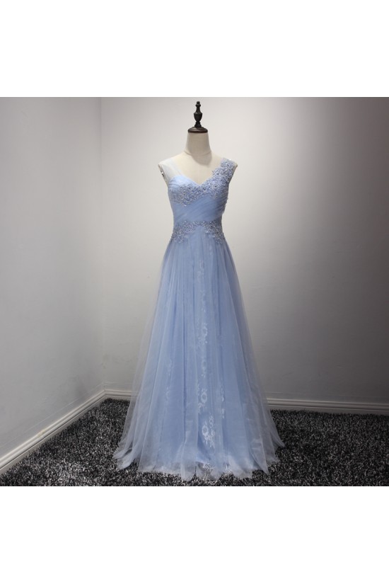 A-Line Long Blue Lace Prom Formal Evening Party Dresses 3021220 A-Line Long Blue Lace Prom Formal Evening Party Dresses 3021220