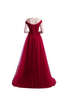 Long Red Off-the-Shoulder Prom Formal Evening Party Dresses 3021221