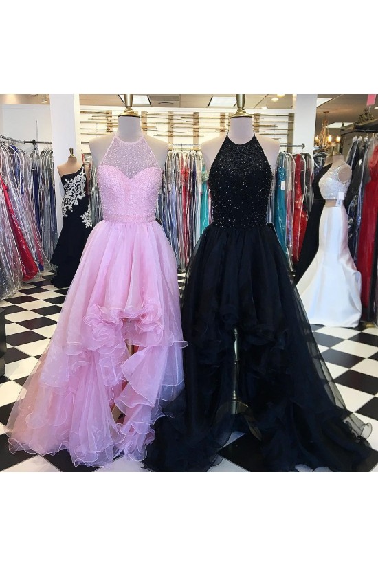 Beaded High Low Halter Prom Homecoming Cocktail Graduation Dresses 3021231 Beaded High Low Halter Prom Homecoming Cocktail Graduation Dresses 3021231