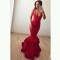 Mermaid V-Neck Long Red Prom Formal Evening Party Dresses 3021239