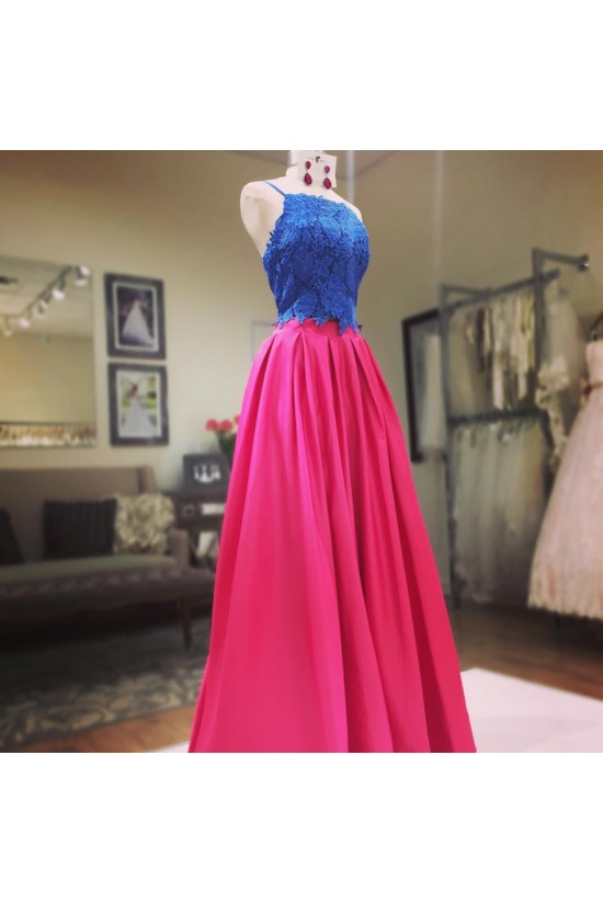 Two Pieces Lace Spaghetti Straps Prom Formal Evening Party Dresses 3021268