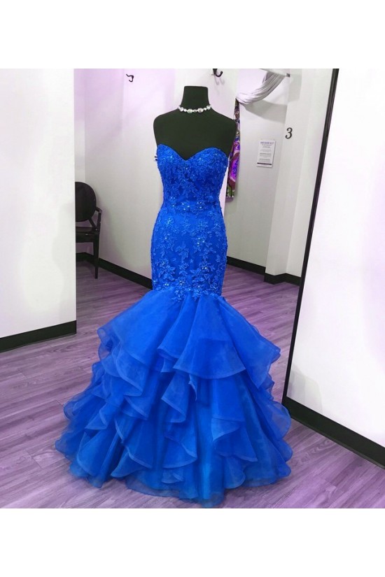 Mermaid Long Blue Lace Appliques Prom Formal Evening Party Dresses 3021284 Mermaid Long Blue Lace Appliques Prom Formal Evening Party Dresses 3021284