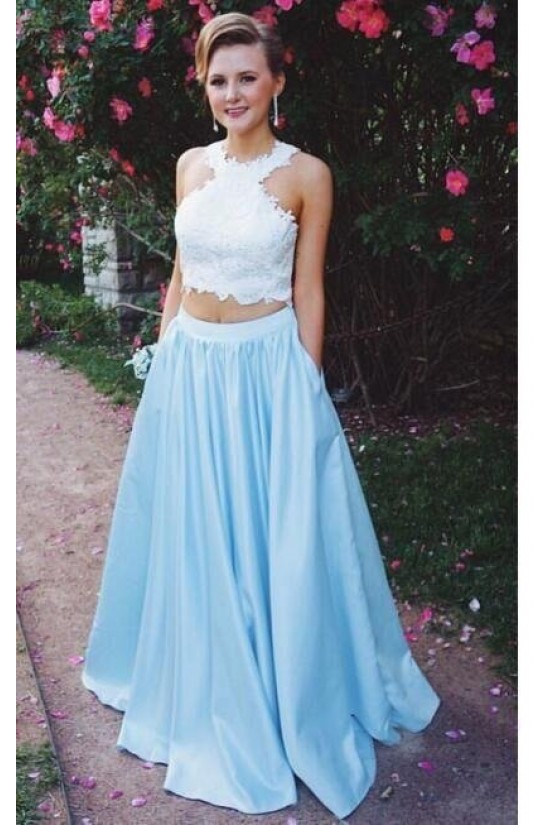 A-Line Two Pieces Lace Prom Formal Evening Party Dresses 3021308 A-Line Two Pieces Lace Prom Formal Evening Party Dresses 3021308
