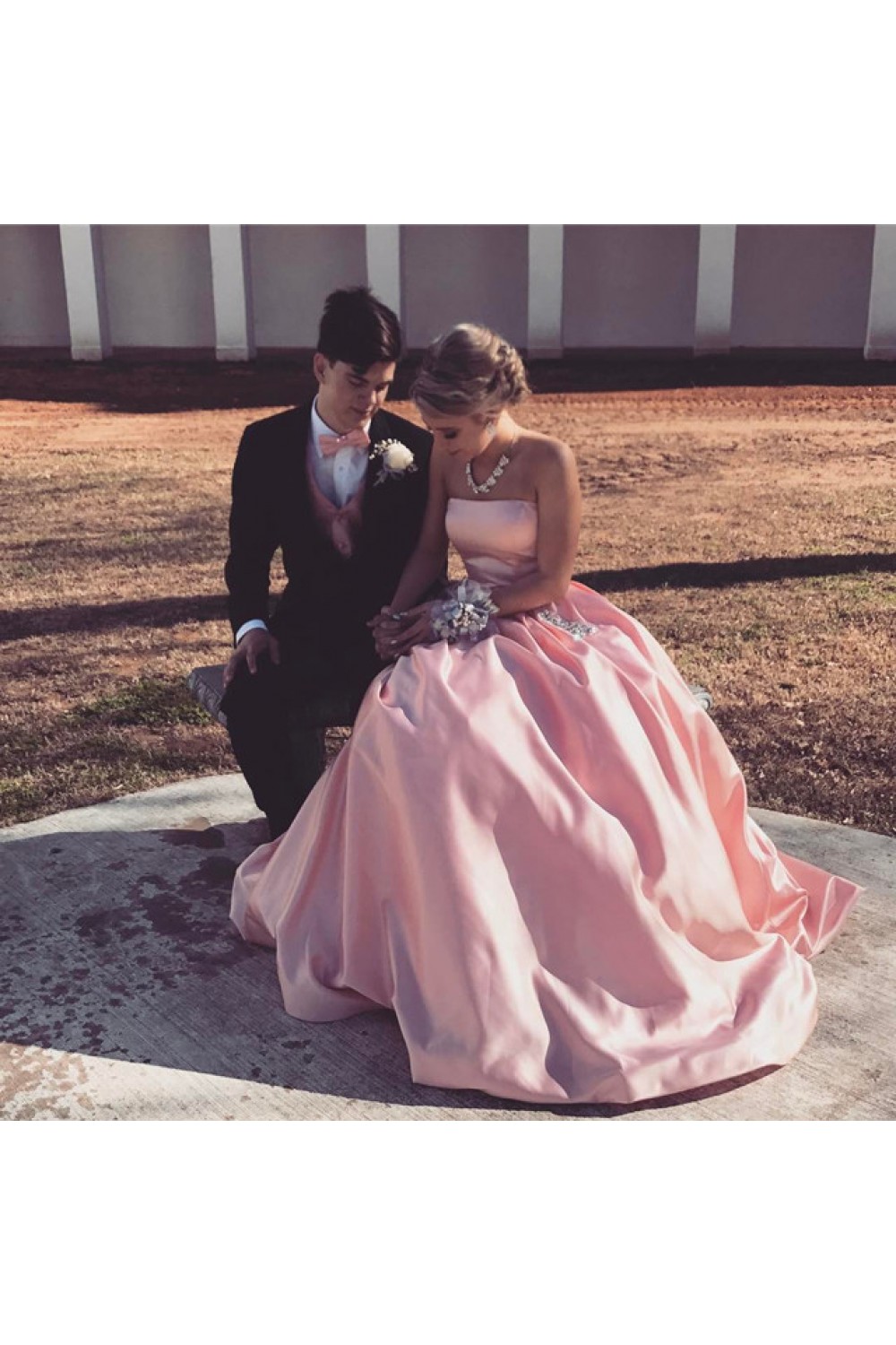 Uniques Strapless Tulle Beaded Party Dress,A Line Prom Evening Dress cc2807 main image 0