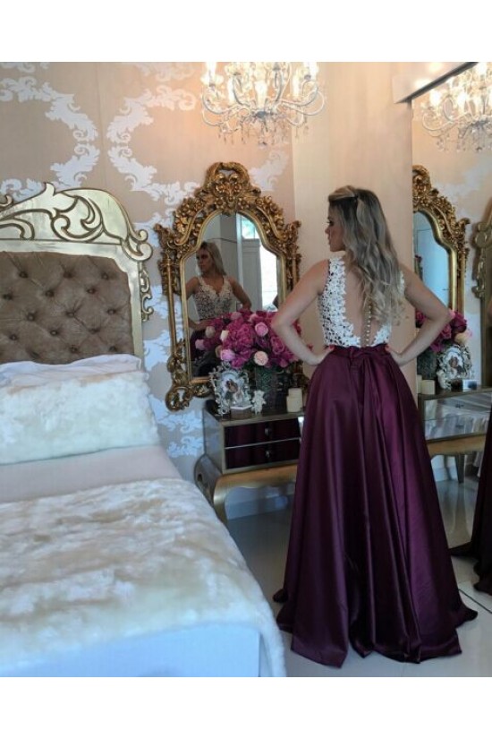 A-Line Straps Sleeveless See Through Back Lace Long Prom Evening Formal Dresses 3020131 A-Line Straps Sleeveless See Through Back Lace Long Prom Evening Formal Dresses 3020131