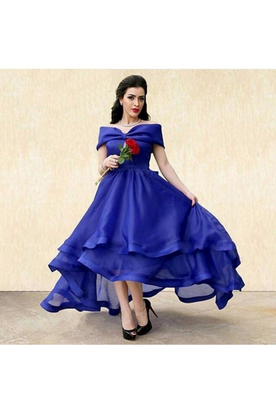 High Low Blue Off-the-Shoulder Prom Formal Evening Party Dresses 3021311 High Low Blue Off-the-Shoulder Prom Formal Evening Party Dresses 3021311