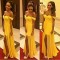 Long Yellow Off-the-Shoulder Prom Formal Evening Party Dresses 3021317