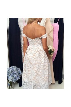 High Low Off-the-Shoulder Lace Prom Formal Evening Party Dresses 3021331