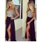 Grape Purple Sequins Chiffon Split Long Prom Evening Formal Dresses 3020134