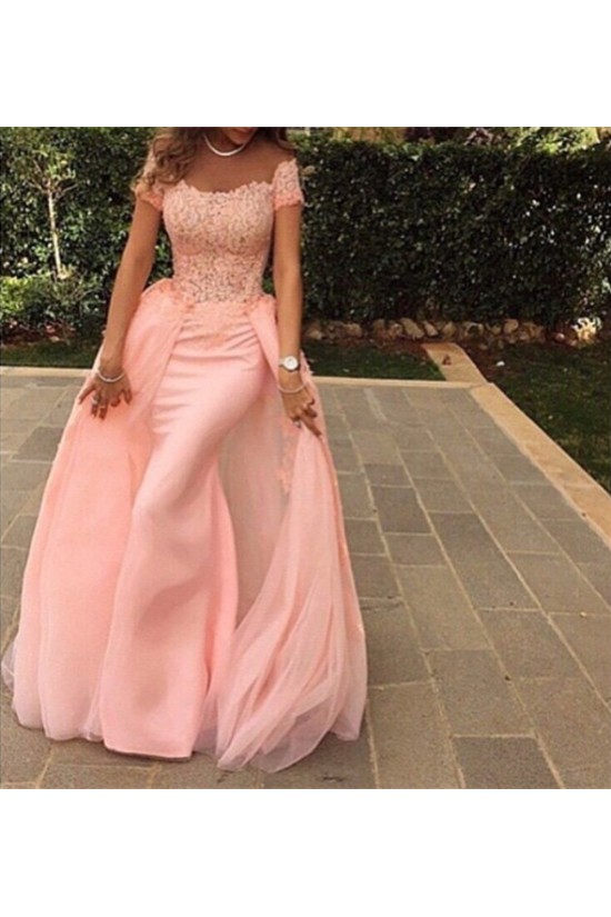 Long Pink Lace Prom Formal Evening Party Dresses 3021351
