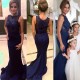Navy Blue Mermaid Lace Appliques Top Long Prom Evening Formal Dresses 3020136