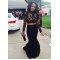 Black Two Pieces Long Sleeves Lace Top Long Prom Evening Formal Dresses 3020137