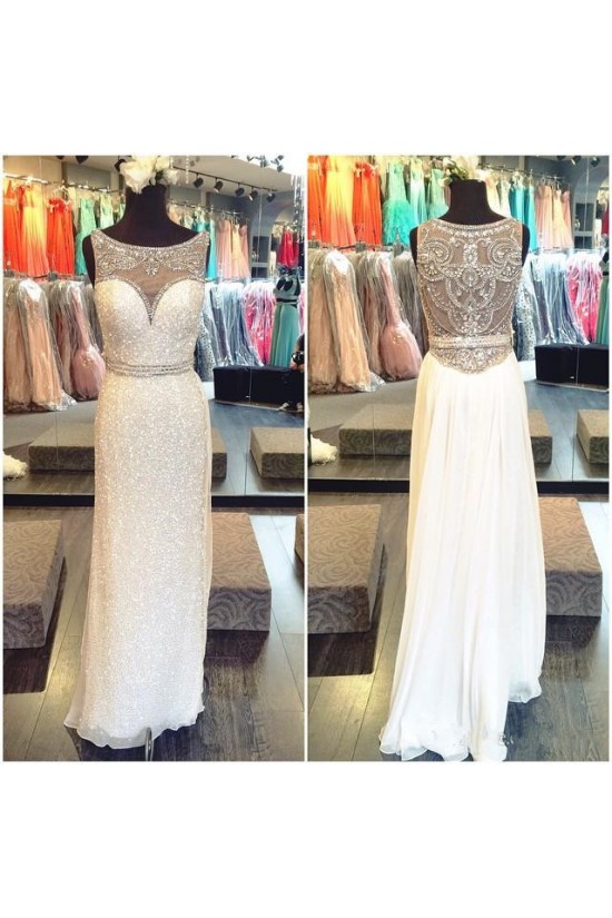 Beaded Sequins Long White Prom Evening Formal Dresses 3020138 Beaded Sequins Long White Prom Evening Formal Dresses 3020138