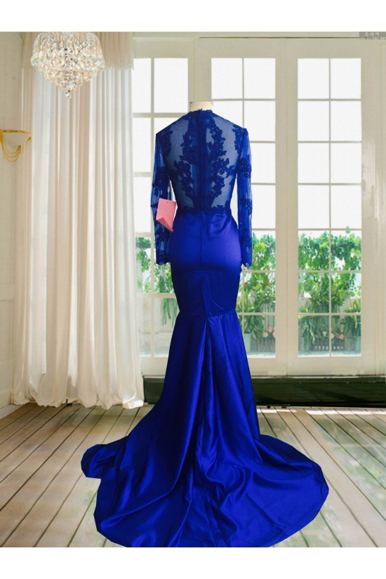 Royal Blue Long Sleeves Mermaid Evening Gowns Sexy Court Train Lace Party Dresses 3020139 Royal Blue Long Sleeves Mermaid Evening Gowns Sexy Court Train Lace Party Dresses 3020139
