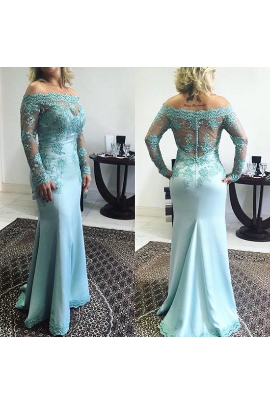 Mermaid Long Sleeves Off-the-Shoulder Lace Prom Formal Evening Party Dresses 3021401 Mermaid Long Sleeves Off-the-Shoulder Lace Prom Formal Evening Party Dresses 3021401