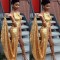 Sexy Gold Sequins Long Prom Formal Evening Party Dresses with High Slit 3021404